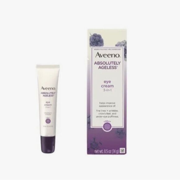 Aveeno Absolutely Ageless Eye Cream 0.5oz 3-in-1 Wrinkles Lines Blackberry - Picture 1 of 7